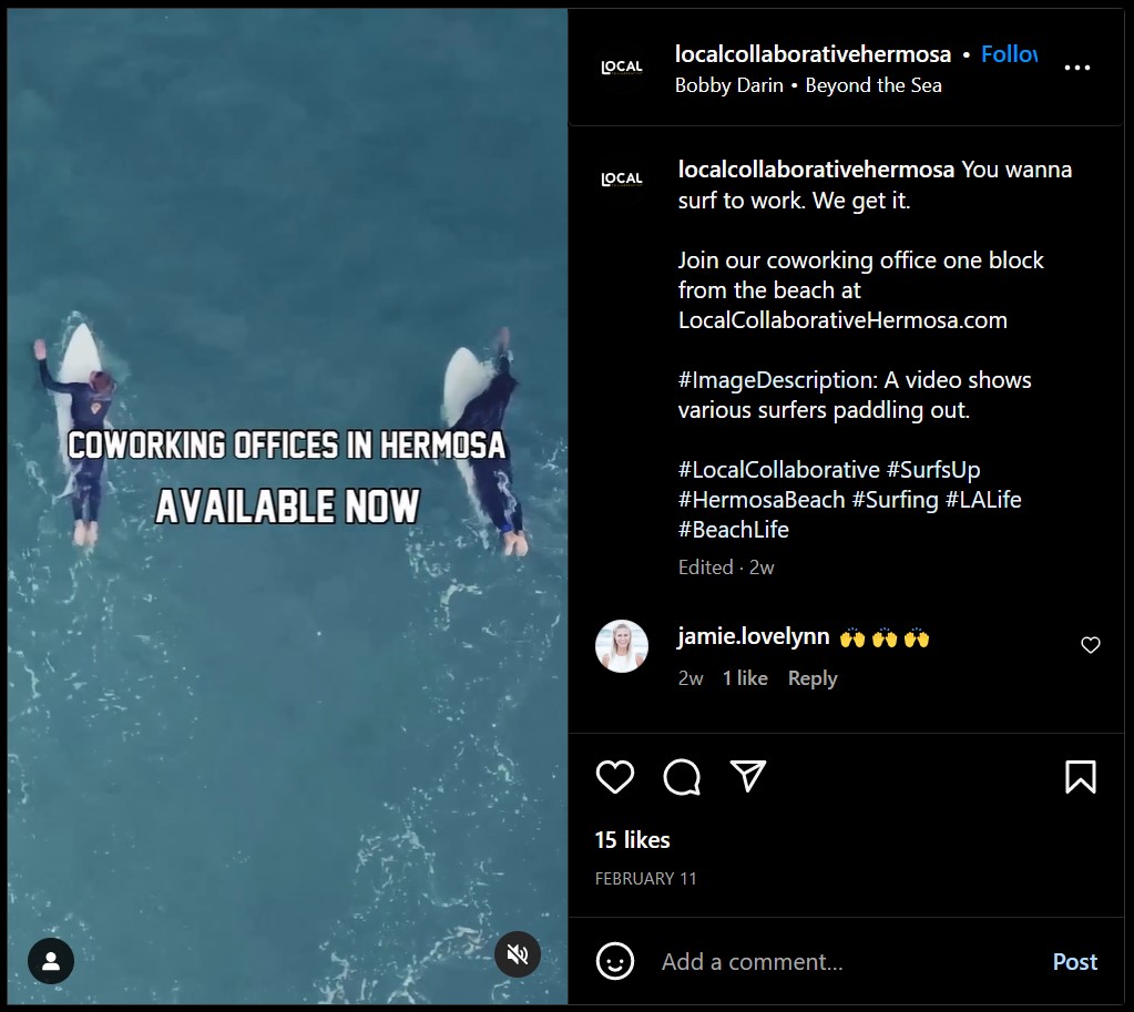 Local Collaborative Hermosa Instagram Surfer Reel