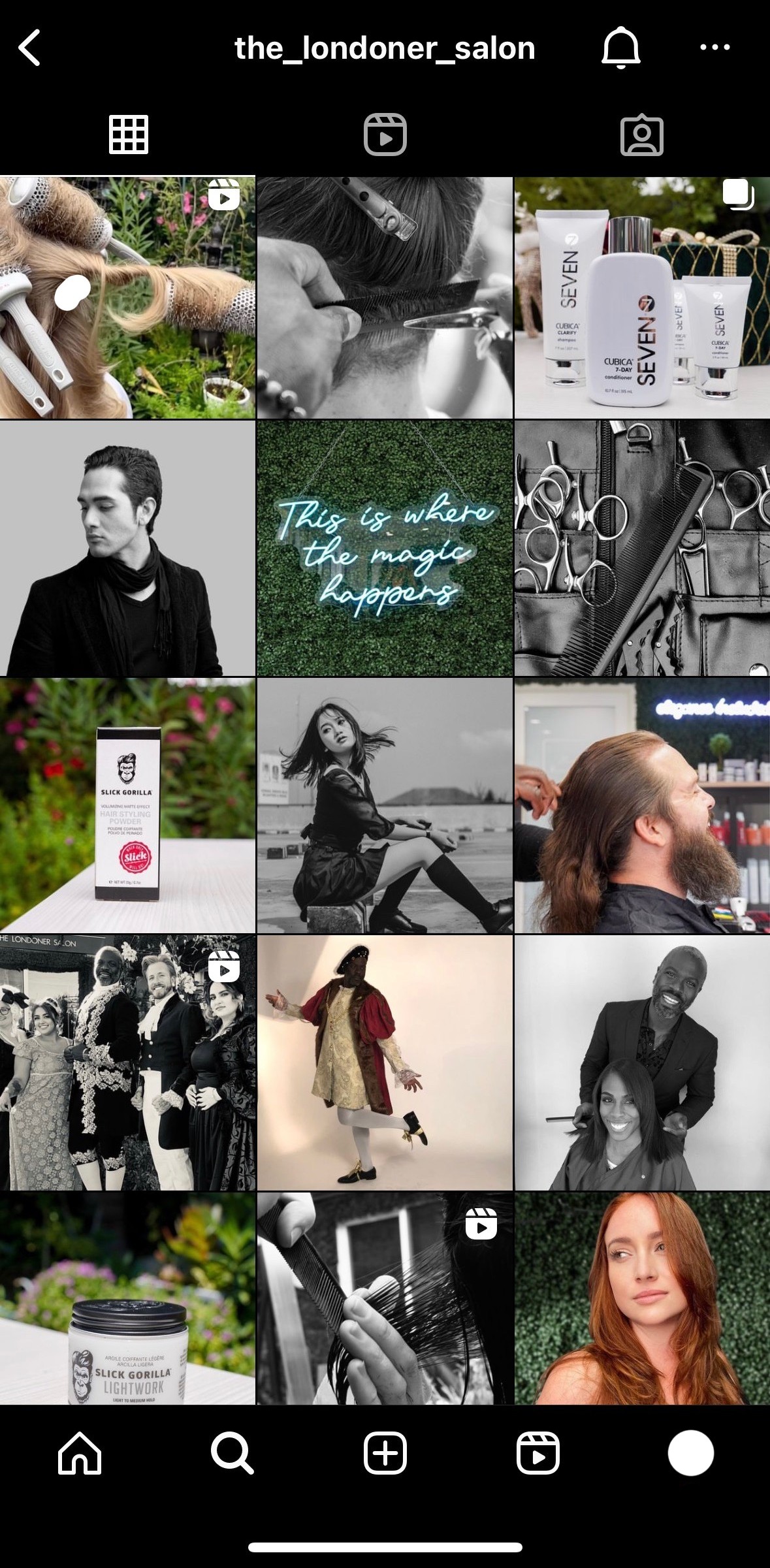 The Londoner Salon Instagram Grid